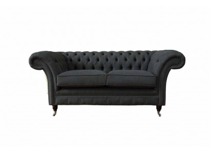 Chesterfield Sofa 2 miejsce do siedzenia Sofa Podkładka Material Couchen Grau Włókienniczy Nowość
