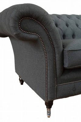 Chesterfield Sofa 2 miejsce do siedzenia Sofa Podkładka Material Couchen Grau Włókienniczy Nowość