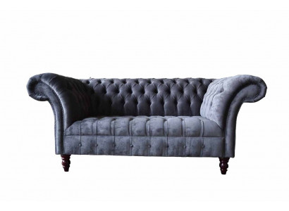 Sofa 2 miejsce do siedzenia Couch Design Podkładka Włókienniczy Materiał Szary Chesterfield Nowa