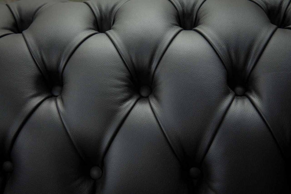 Sofa Luxury Włókienniczy Chesterfield Couch Sofy Podkładka 2 miejsce do siedzenia Czarny Skóra