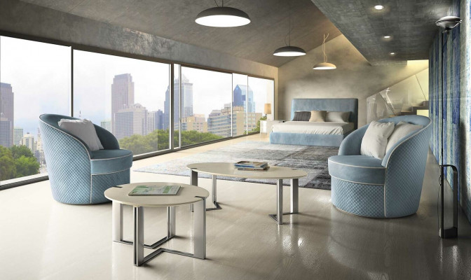 Design Sofa Fotel Couch Podkładka Luksusowe kanapy włókiennicze 1 miejsce siedzące Blue Bedroom