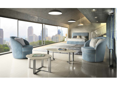 Design Sofa Fotel Couch Podkładka Luksusowe kanapy włókiennicze 1 miejsce siedzące Blue Bedroom
