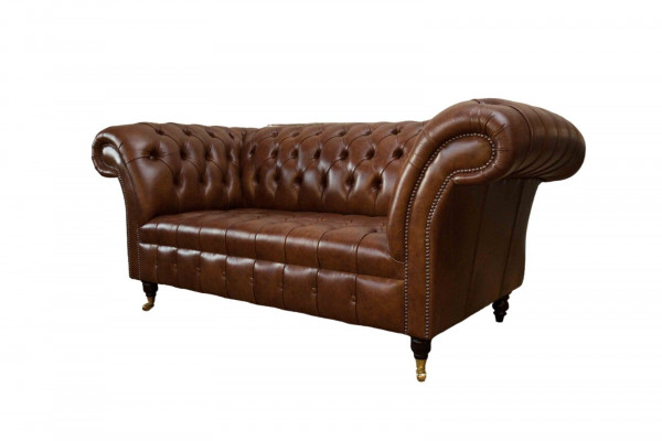 Luksusowa Sofa 2 miejsce do siedzenia Sofy Brązowa Skóra Design Meble Style Podkładka Nowość