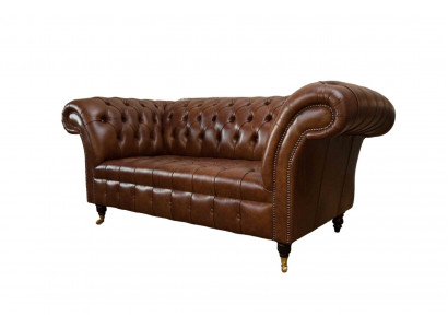 Luksusowa Sofa 2 miejsce do siedzenia Sofy Brązowa Skóra Design Meble Style Podkładka Nowość