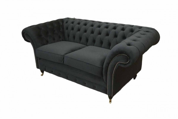 Chesterfield Czarny 2 miejsce do siedzenia Couch Podkładka Couches Design Sofa Włókienniczy