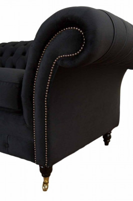 Chesterfield Czarny 2 miejsce do siedzenia Couch Podkładka Couches Design Sofa Włókienniczy