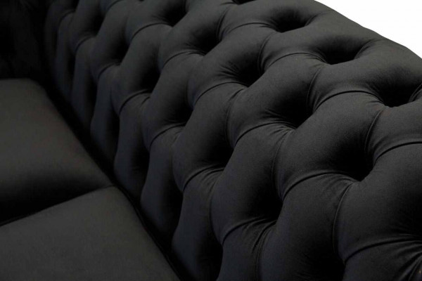 Chesterfield Czarny 2 miejsce do siedzenia Couch Podkładka Couches Design Sofa Włókienniczy