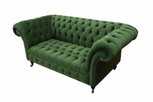 Chesterfield Meble biurowe Sofa Kanapa 2 Siedziba Włókienniczy Green