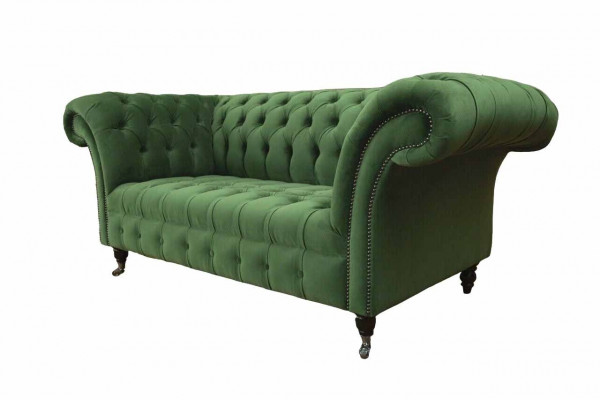 Chesterfield Meble biurowe Sofa Kanapa 2 Siedziba Włókienniczy Green