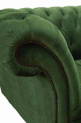 Chesterfield Meble biurowe Sofa Kanapa 2 Siedziba Włókienniczy Green