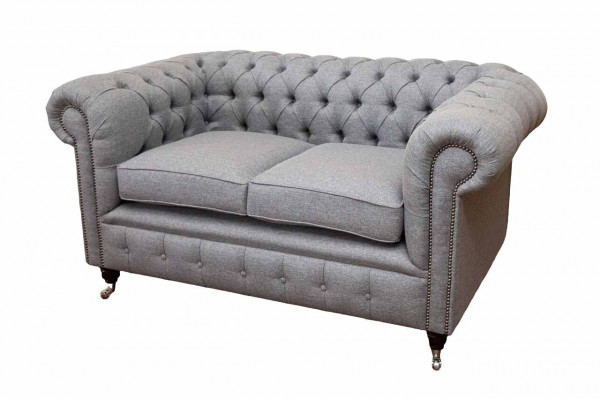 Chesterfield Meble biurowe Sofa Kanapa 2 Siedziba Włókienniczy Szary
