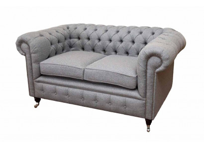 Chesterfield Meble biurowe Sofa Kanapa 2 Siedziba Włókienniczy Szary