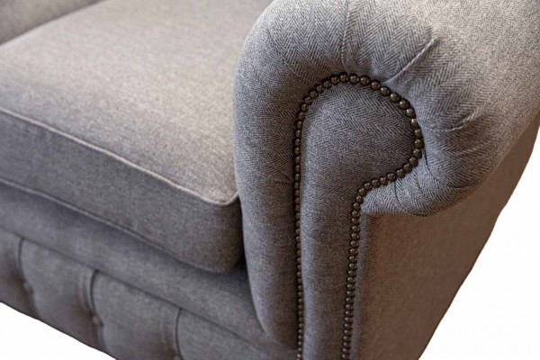 Chesterfield Meble biurowe Sofa Kanapa 2 Siedziba Włókienniczy Szary