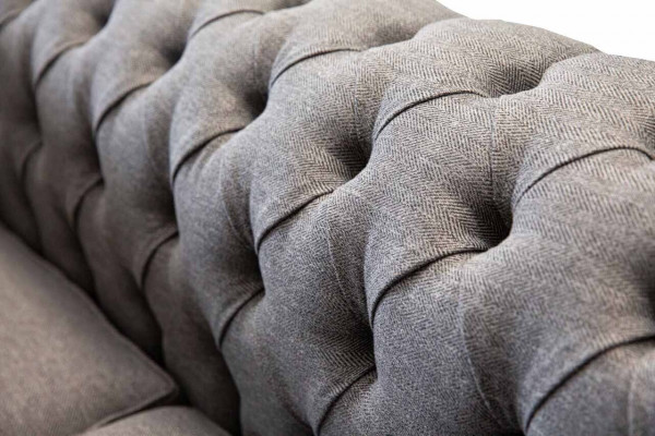 Chesterfield Meble biurowe Sofa Kanapa 2 Siedziba Włókienniczy Szary