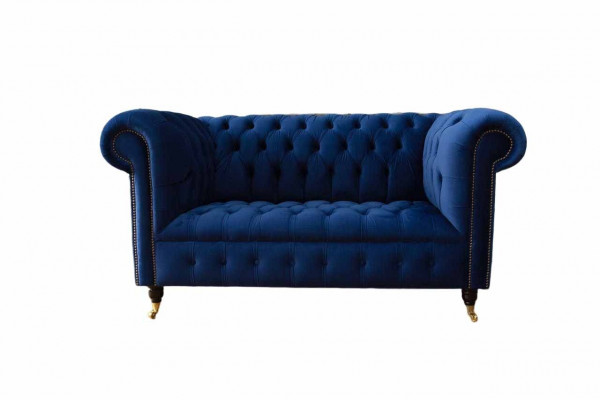 Chesterfield Meble biurowe Sofa Kanapa 2 Siedziba Włókienniczy Blue