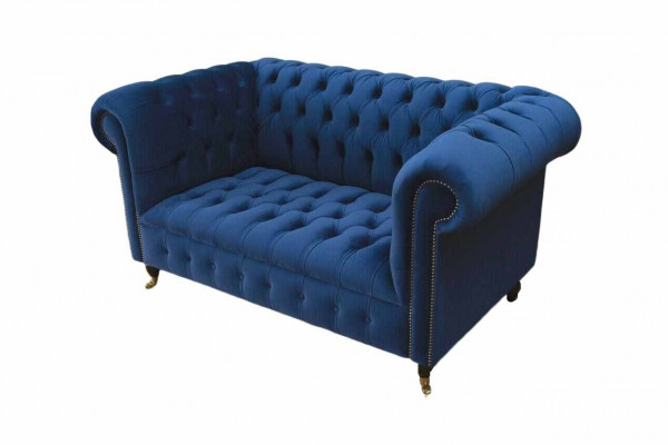 Chesterfield Meble biurowe Sofa Kanapa 2 Siedziba Włókienniczy Blue