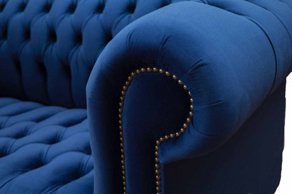 Chesterfield Meble biurowe Sofa Kanapa 2 Siedziba Włókienniczy Blue