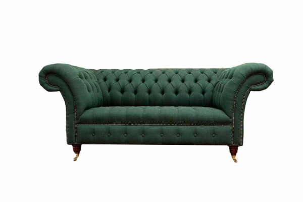 Chesterfield Sofa 2 miejsce do siedzenia Podkładka Sofy Green Luxury Fabric Sofy Włókienniczy