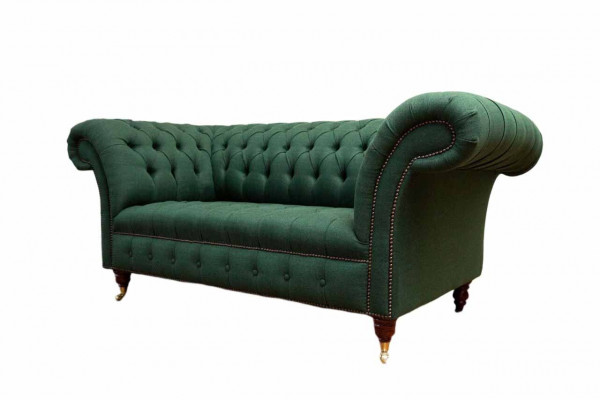 Chesterfield Sofa 2 miejsce do siedzenia Podkładka Sofy Green Luxury Fabric Sofy Włókienniczy