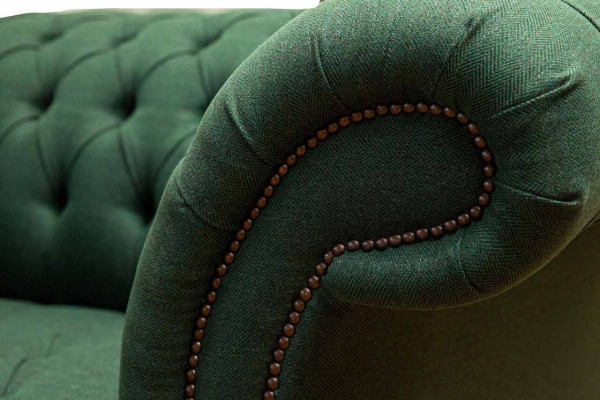 Chesterfield Sofa 2 miejsce do siedzenia Podkładka Sofy Green Luxury Fabric Sofy Włókienniczy