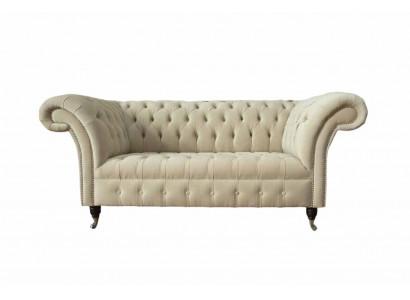 Sofa dwuosobowa Podkładka Sofa 2 Siedziba Włókienniczy Materiał Luksus Chesterfield Nowy
