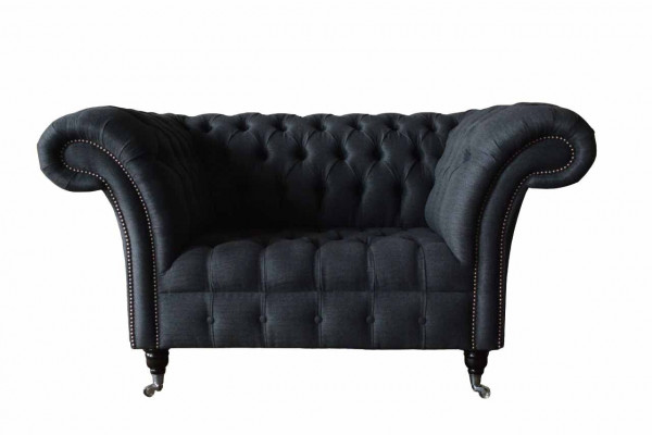Kanapa Podkładka Sofa Włókienniczy Chesterfield Couches 1,5 miejsce do siedzenia Jednoosobowa Szara