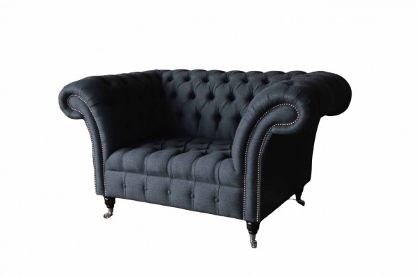 Kanapa Podkładka Sofa Włókienniczy Chesterfield Couches 1,5 miejsce do siedzenia Jednoosobowa Szara