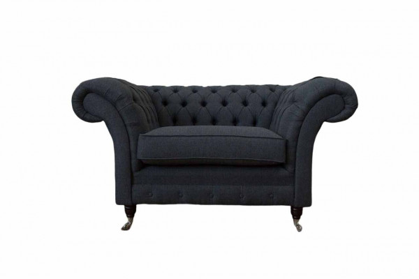 Gray Chesterfield Fotel 1,5 miejsce do siedzenia Sofa Couch Podkładka Włókienniczy Gray Fotel