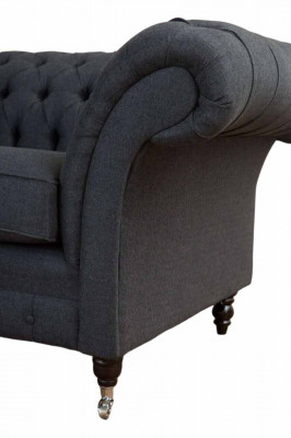 Gray Chesterfield Fotel 1,5 miejsce do siedzenia Sofa Couch Podkładka Włókienniczy Gray Fotel