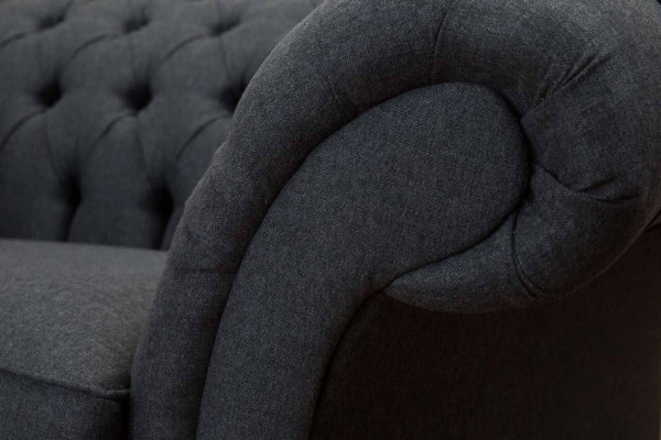 Gray Chesterfield Fotel 1,5 miejsce do siedzenia Sofa Couch Podkładka Włókienniczy Gray Fotel
