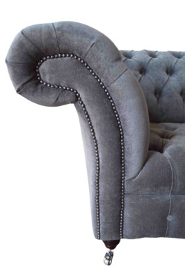 Chesterfield Sofa 1,5 miejsce do siedzenia Sofa Podkładka Design Sofy Siedziba Podkładka Szara