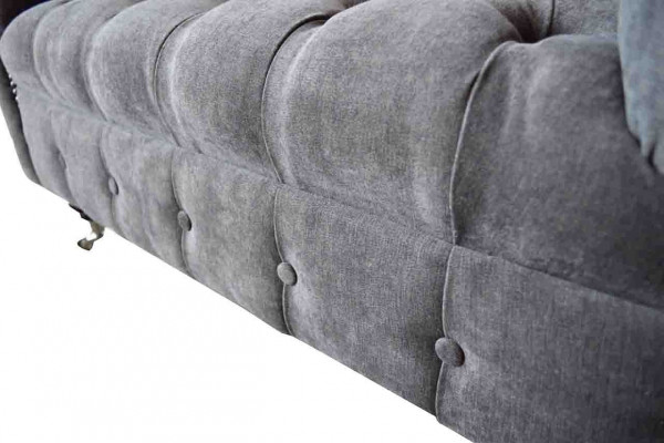 Chesterfield Sofa 1,5 miejsce do siedzenia Sofa Podkładka Design Sofy Siedziba Podkładka Szara