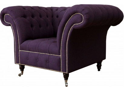 Fotel Single Seater Luxury 1 Siedziba Siedziba Design Włókienniczy Purple Material Chesterfield