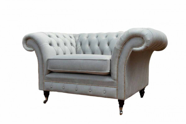 Fotel Podkładka Sofa Włókienniczy Chesterfield Couches 1 miejsce siedzące Single Seater Grey
