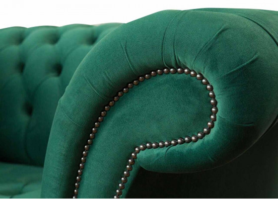 Szara Sofa Chesterfield Design Fotel EarsFotel Podkładka Luxury Włókienniczy