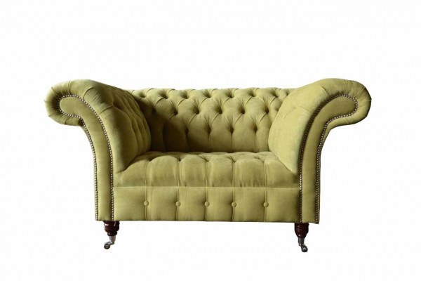 Chesterfield Fotel Włókienniczy Design Sofa Materiał Kanapa Sofy Podkładka Szara Nowość