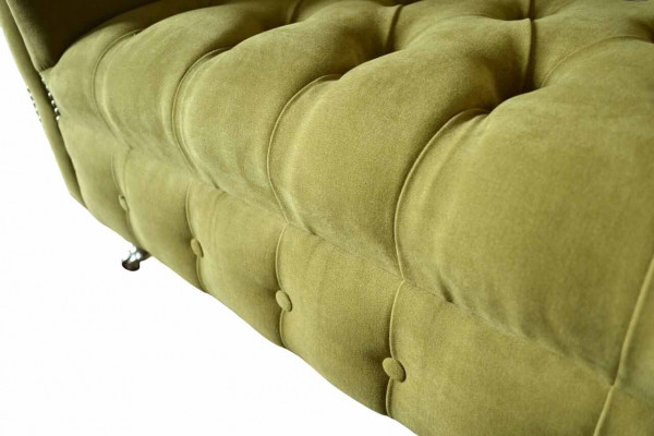 Chesterfield Fotel Włókienniczy Design Sofa Materiał Kanapa Sofy Podkładka Szara Nowość