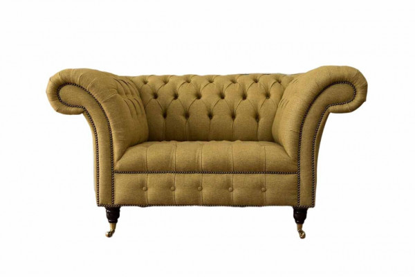 Chesterfield Fotel Design Podkładka Sofa Kanapa Brązowa Włókienniczy Meble Nowa