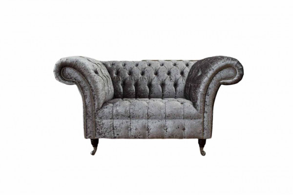 Chesterfield Fotel Design Podkładka Sofa Kanapa Chesterfield Włókienniczy Srebrna