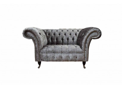 Chesterfield Fotel Design Podkładka Sofa Kanapa Chesterfield Włókienniczy Srebrna