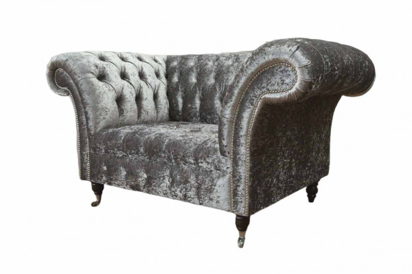 Chesterfield Fotel Design Podkładka Sofa Kanapa Chesterfield Włókienniczy Srebrna