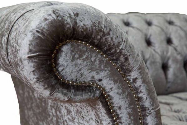 Chesterfield Fotel Design Podkładka Sofa Kanapa Chesterfield Włókienniczy Srebrna