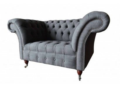 Chesterfield Design Fotel Grey Podkładka Luxury Włókienniczy Kanapy 1 miejsce do siedzenia