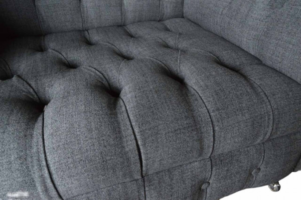 Chesterfield Design Fotel Grey Podkładka Luxury Włókienniczy Kanapy 1 miejsce do siedzenia