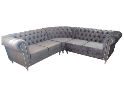 Chesterfield L-shape Narożnikowa kanapa Couch Design Podkładka Włókienniczy Sofa Narożnik Kanapy