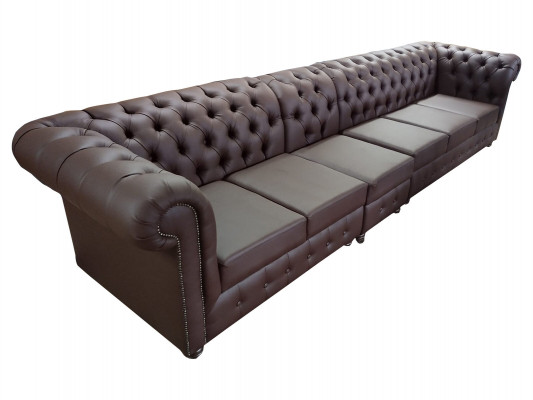 Chesterfield Duża Sofa Kanapy Skórzana Sofa xxl Duże Sofy Brązowa Kanapa 6 miejsc do siedzenia