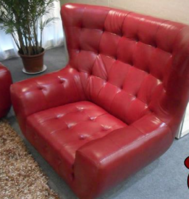 Zestaw sofowy Chesterfield Fotel komplet wypoczynkowy 3-częściowa skórzana sofa Czerwony Modern