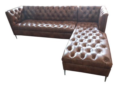 Chesterfield Narożnikowa kanapa Skóra w kształcie litery L luksusowa kanapa skórzana sofa Zestaw narożny