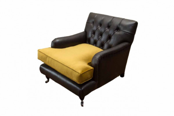 Fotel Couch Sofa Skóra Brown Lounge Podkładka miejsce siedzące Luxury Design Club