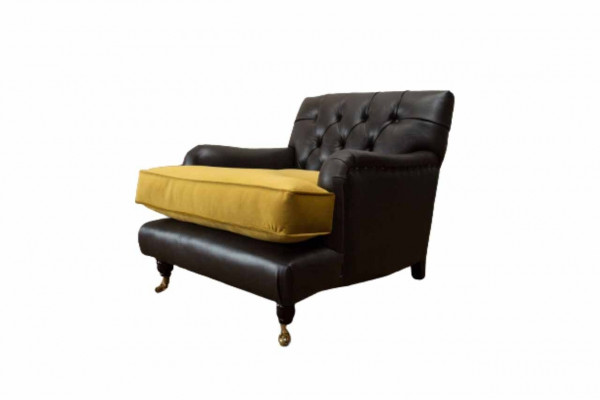 Fotel Couch Sofa Skóra Brown Lounge Podkładka miejsce siedzące Luxury Design Club